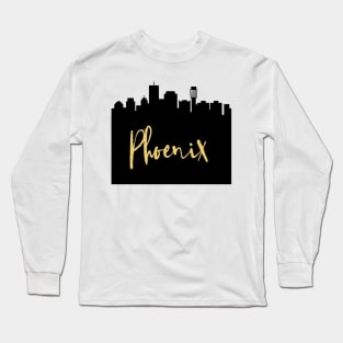 PHOENIX ARIZONA DESIGNER SILHOUETTE SKYLINE ART Long Sleeve T-Shirt